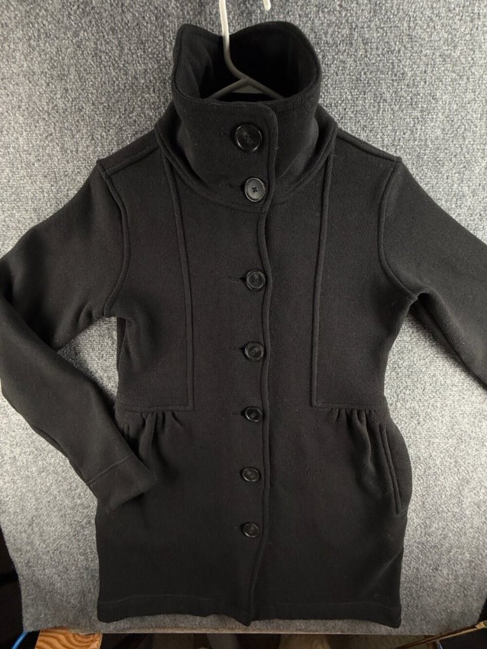 Patagonia Better Sweater Fleece Coat Women Black Buttons Medium Long 25656 Logo